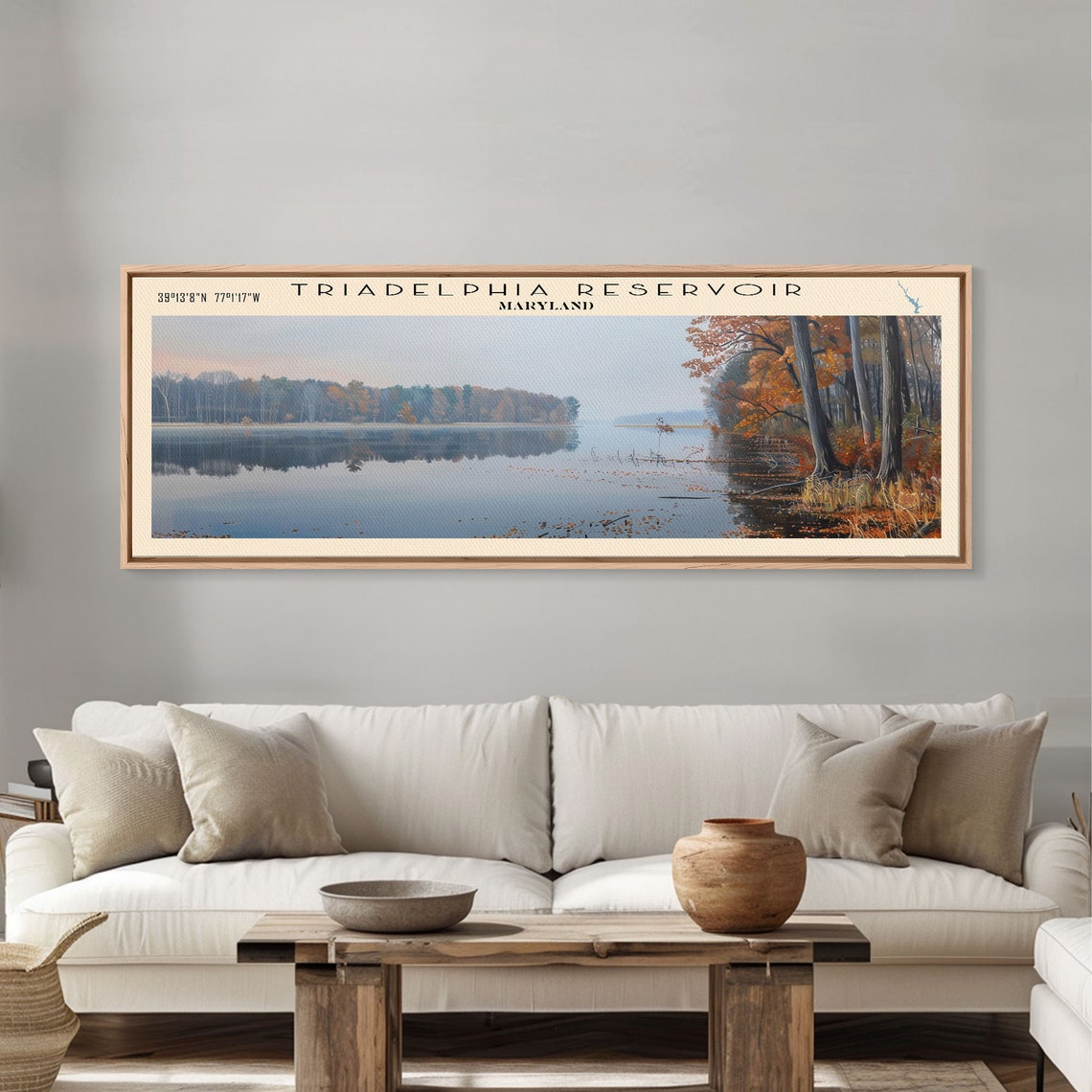 Triadelphia Reservoir Maryland Panoramic Autumn Lake Reflection Poster