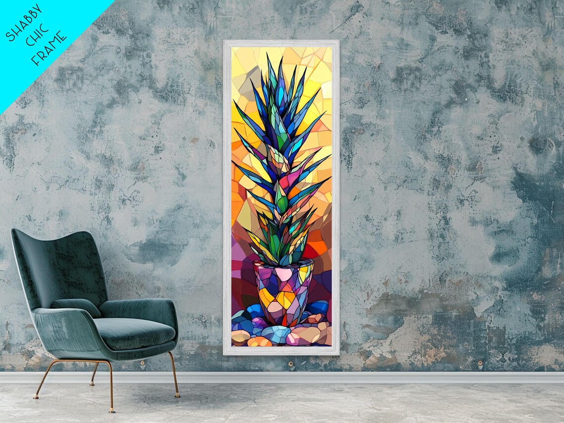 Stained Glass Agave Potted Plant Colorful Mosaic Botanical Poster - Image 5