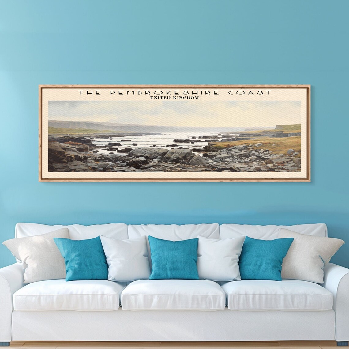 Pembrokeshire Coast United Kingdom Rocky Shore Waves Travel Poster