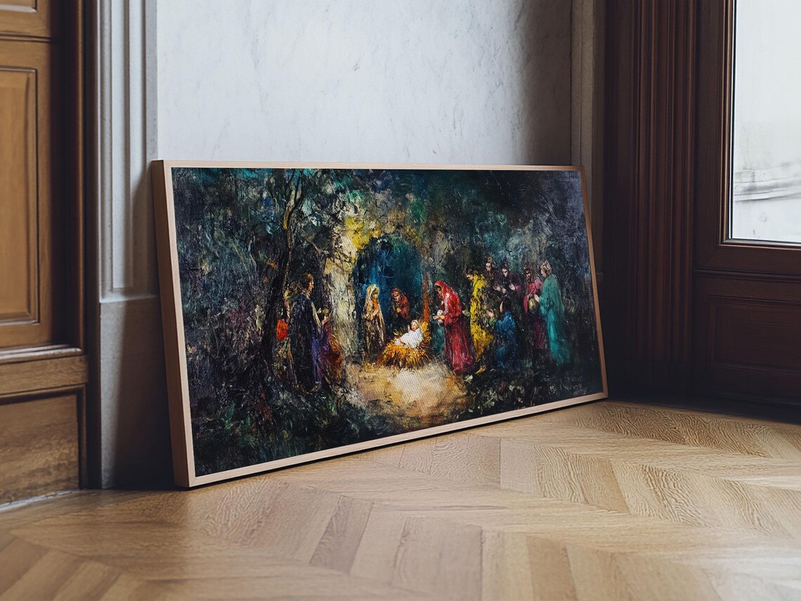 Impressionist Nativity Scene Colorful Robes Christmas Art Poster - Image 5
