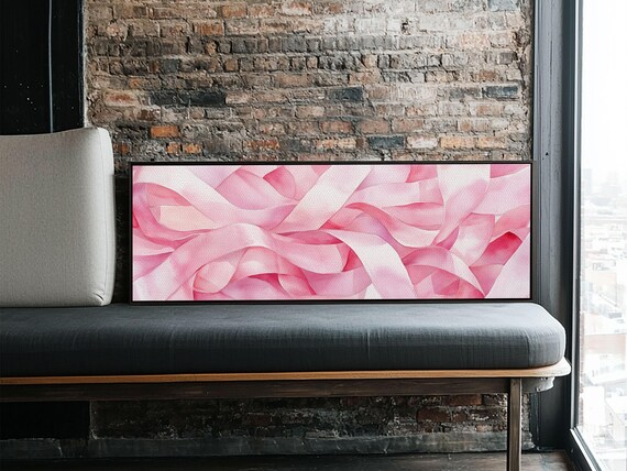 Pink Ribbon Abstract Art Print Light Pink Wall Art Minimalist Artwork Bedroom Art Above Sofa Decor Gift Idea For Her
