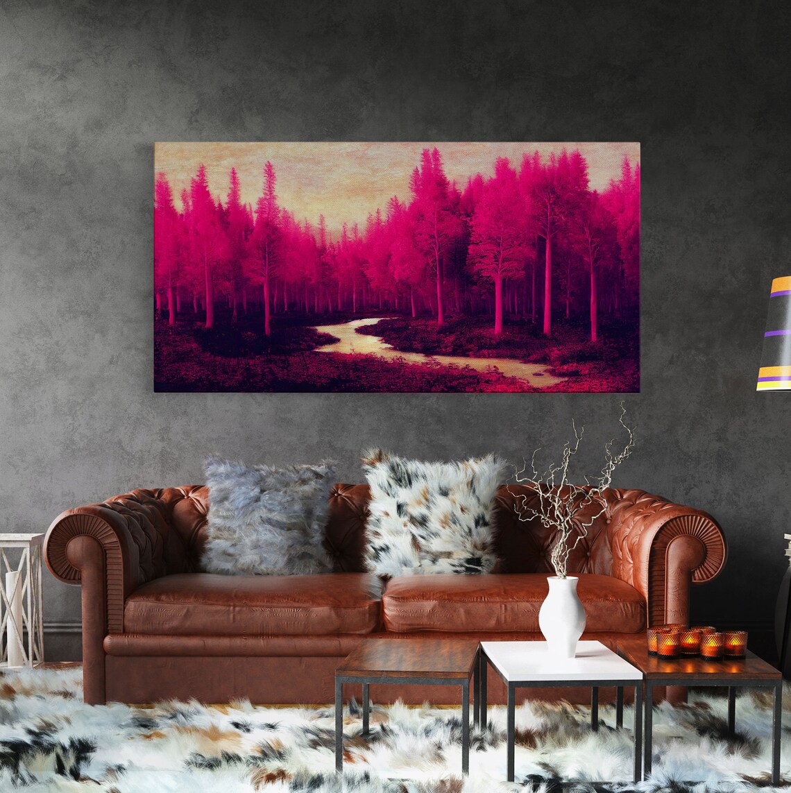 Fuchsia Forest Surreal Abstract Art Print - Image 2