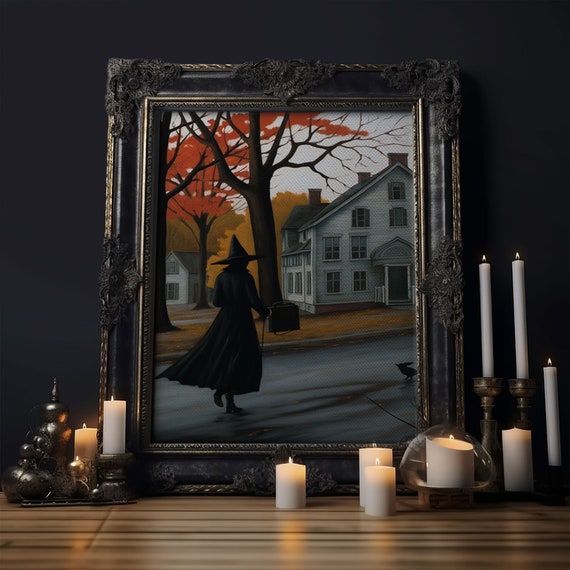 Witch On The Streets Of Salem Halloween Art Print