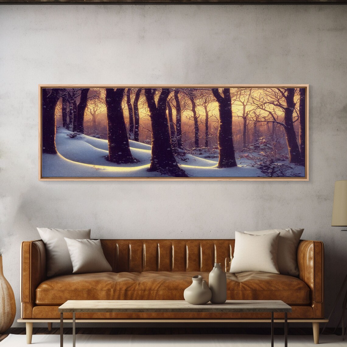 Snowcapped Forest Winter Scene, Panoramic Art Print