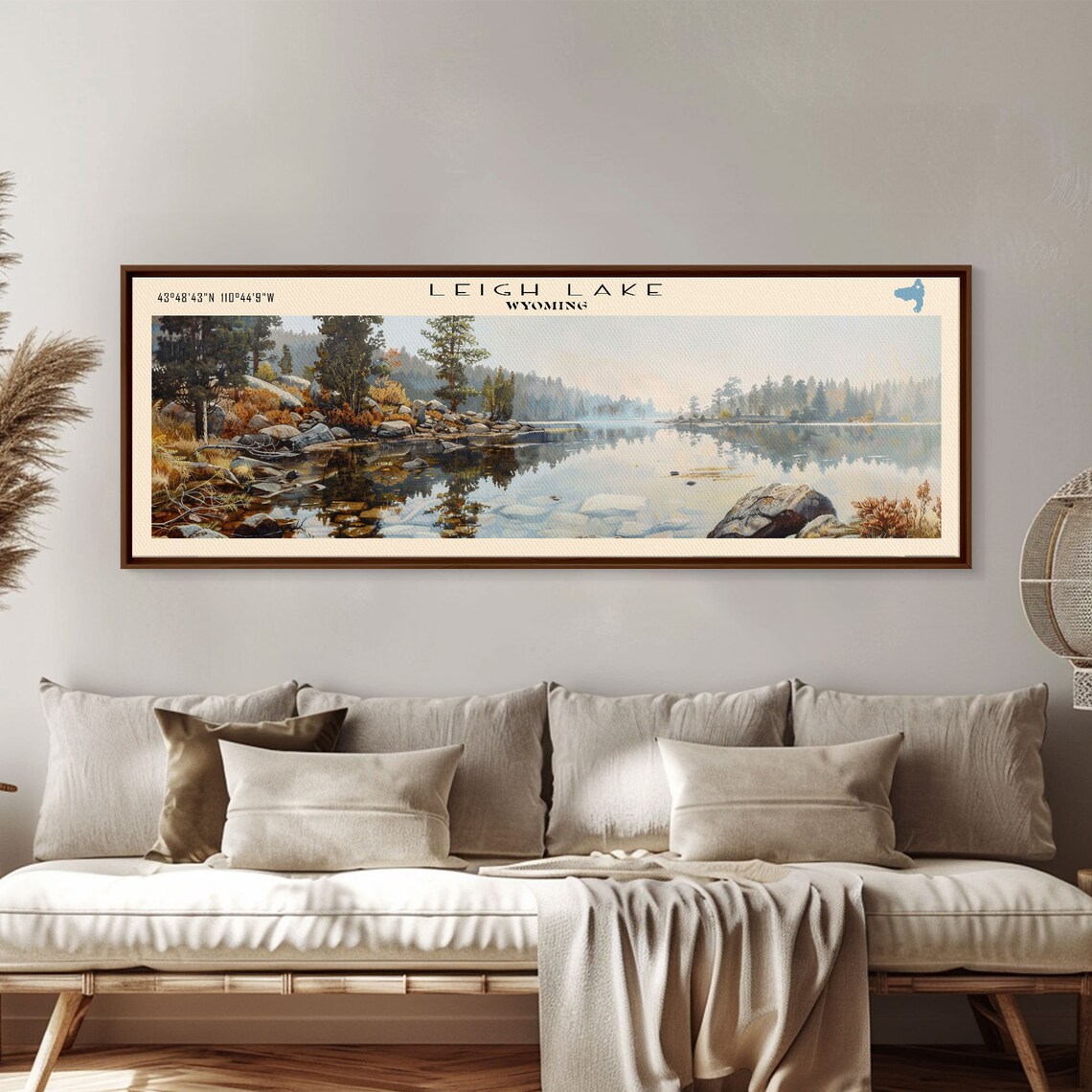 Leigh Lake Wyoming Rocky Pine Shoreline Mirror Water Panorama Poster