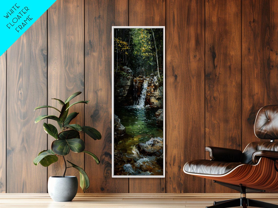 Forest Waterfall Cascading Rocky Pool Lush Green Landscape Poster - Image 2