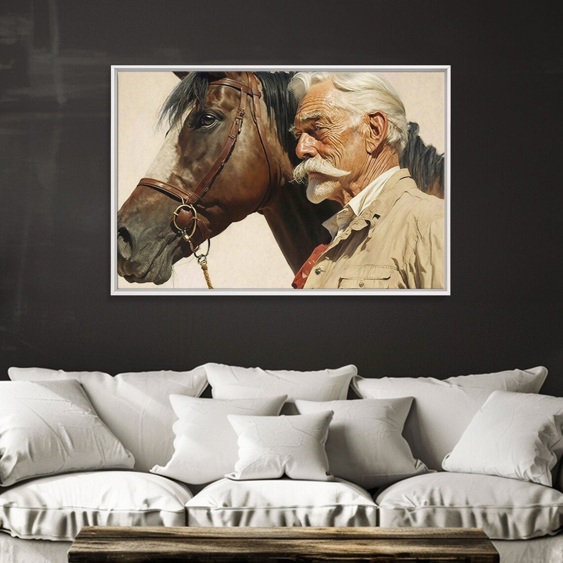 Old Cowboy and Horse Warm Portrait Rustic Western Farm Art Wall Poster - Image 5