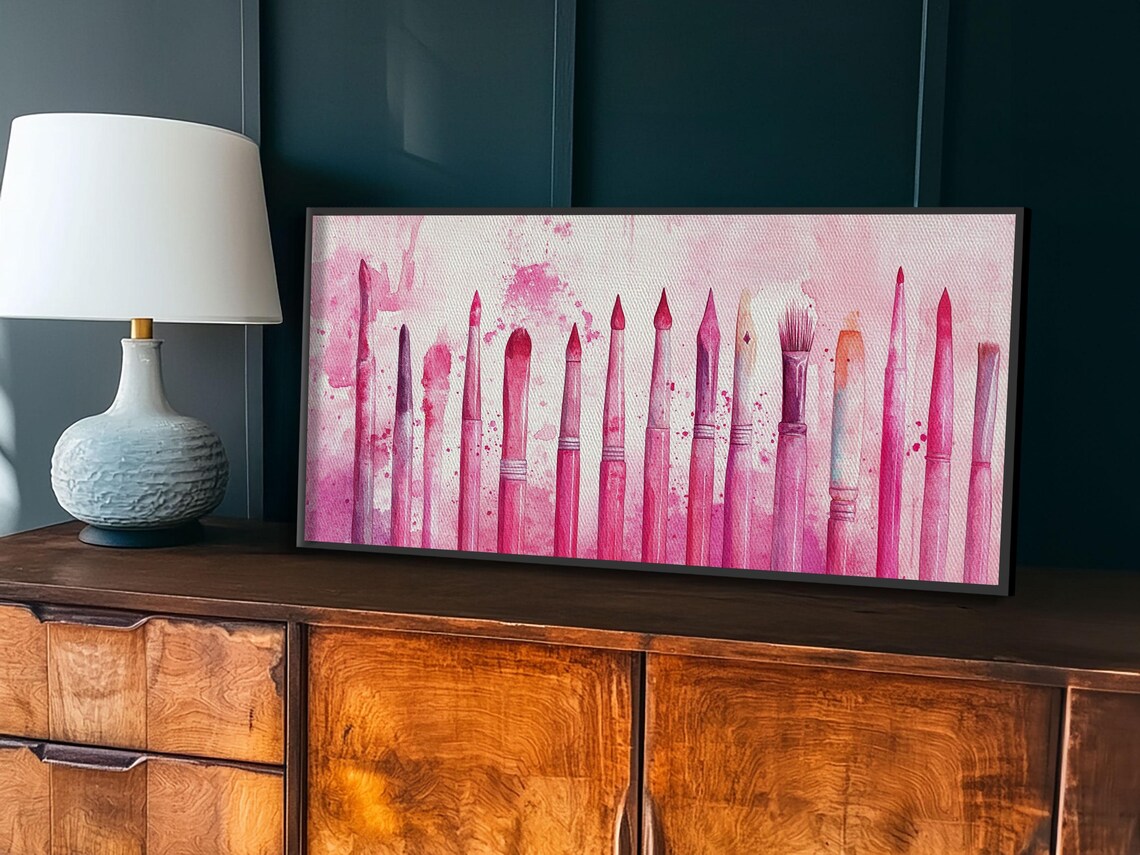 Artistic Brushes Print Pink Abstract Art Tools Studio Decor Light Pink Wall Art Boho Minimalist Wabi Sabi Artist Gift Idea - Image 6
