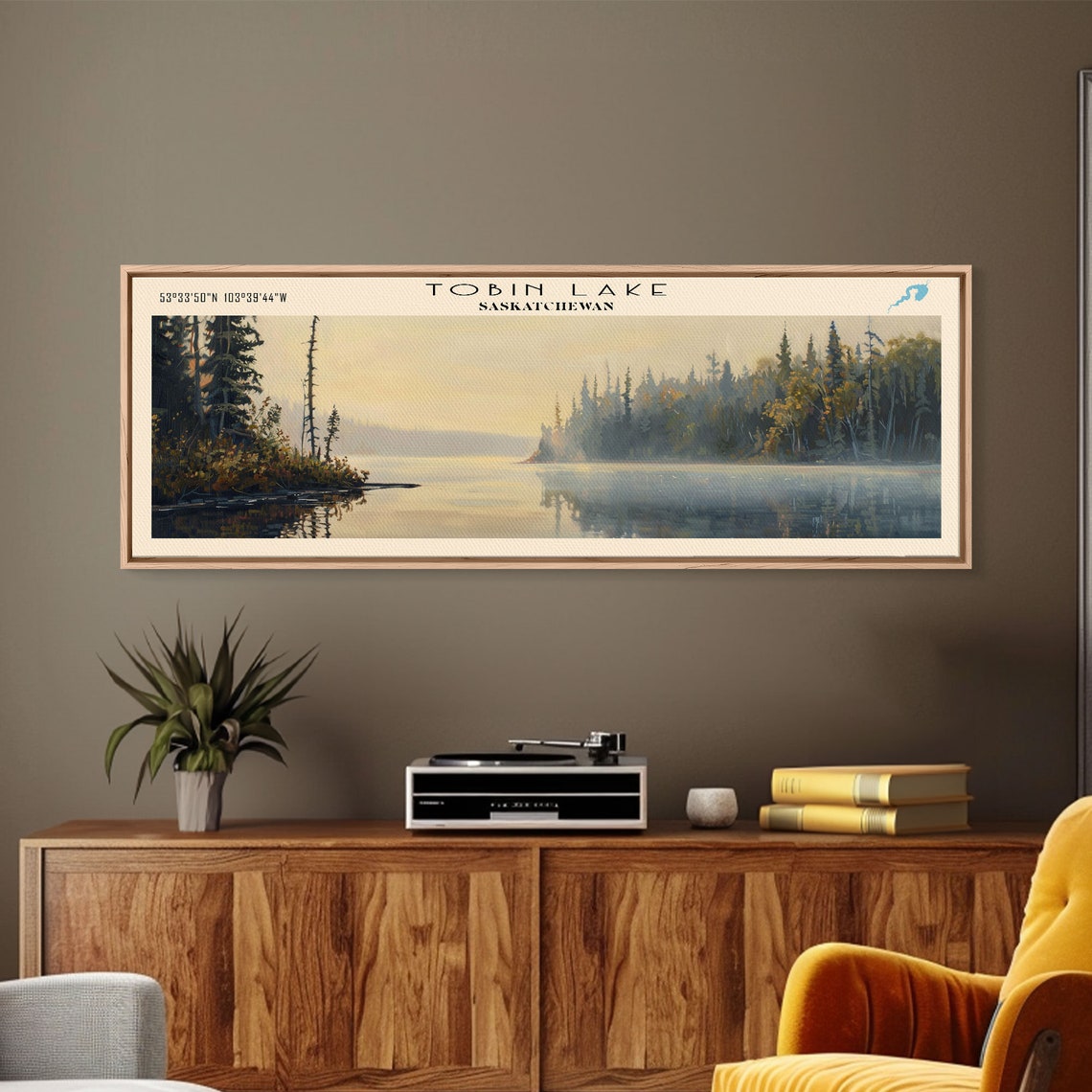 Tobin Lake Saskatchewan Panoramic Misty Morning Pines Wall Art Poster - Image 4