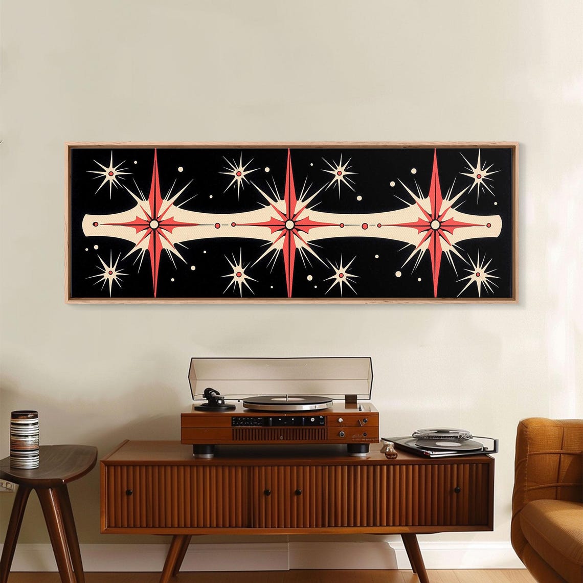 Atomic Age Starburst Red Black Mid Century Modern Retro Art Poster - Image 3