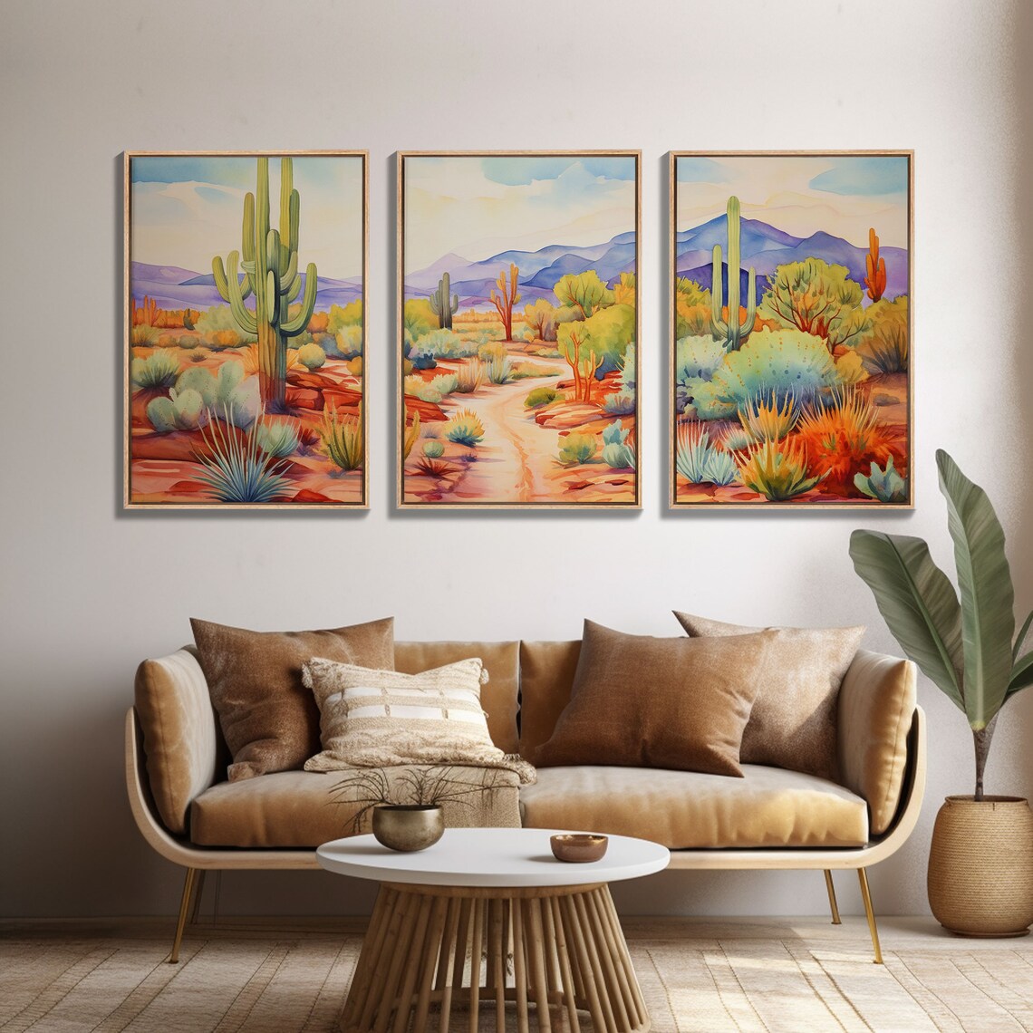 Southwestern Desert Landscape 3-Piece Minimalist Art Print - Image 4