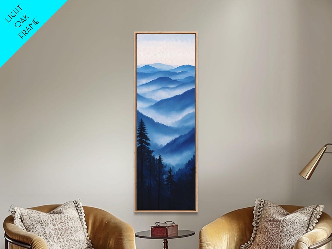 Smoky Blue Mountain Ridges At Dusk Tall Vertical Nature Poster - Image 4