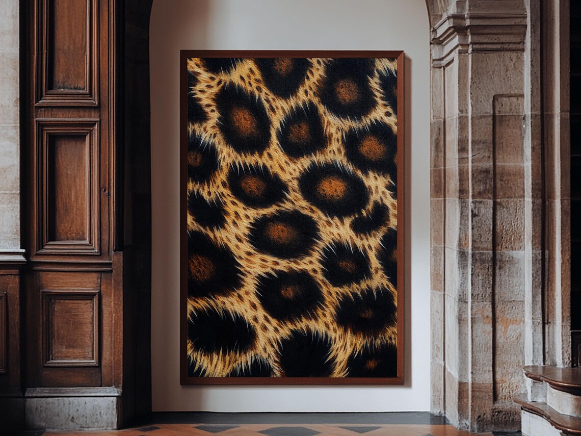 Leopard Print Fur Spots Pattern Tall Rustic Animal Farmhouse Decor Wall Art Print