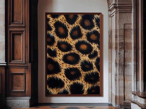 Leopard Print Fur Spots Pattern Tall Rustic Animal Farmhouse Decor Wall Art Print