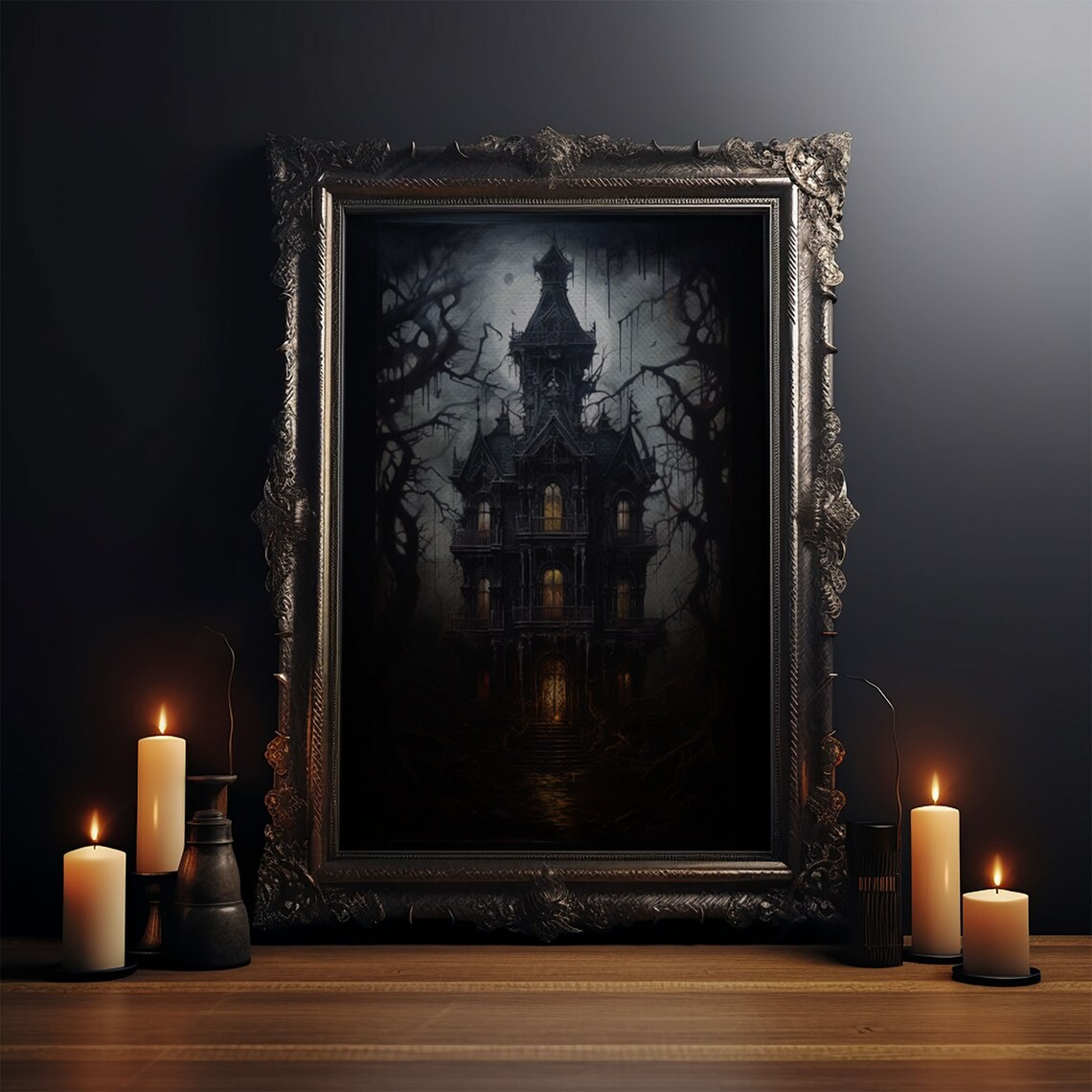 Haunted Victorian Mansion Halloween Art Print - Image 3