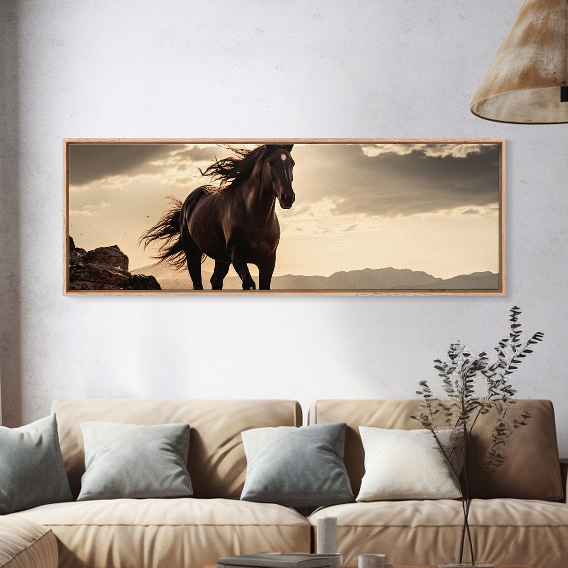 Majestic Dark Horse Sunset Backlit Windblown Mane Dramatic Wall Art - Image 4