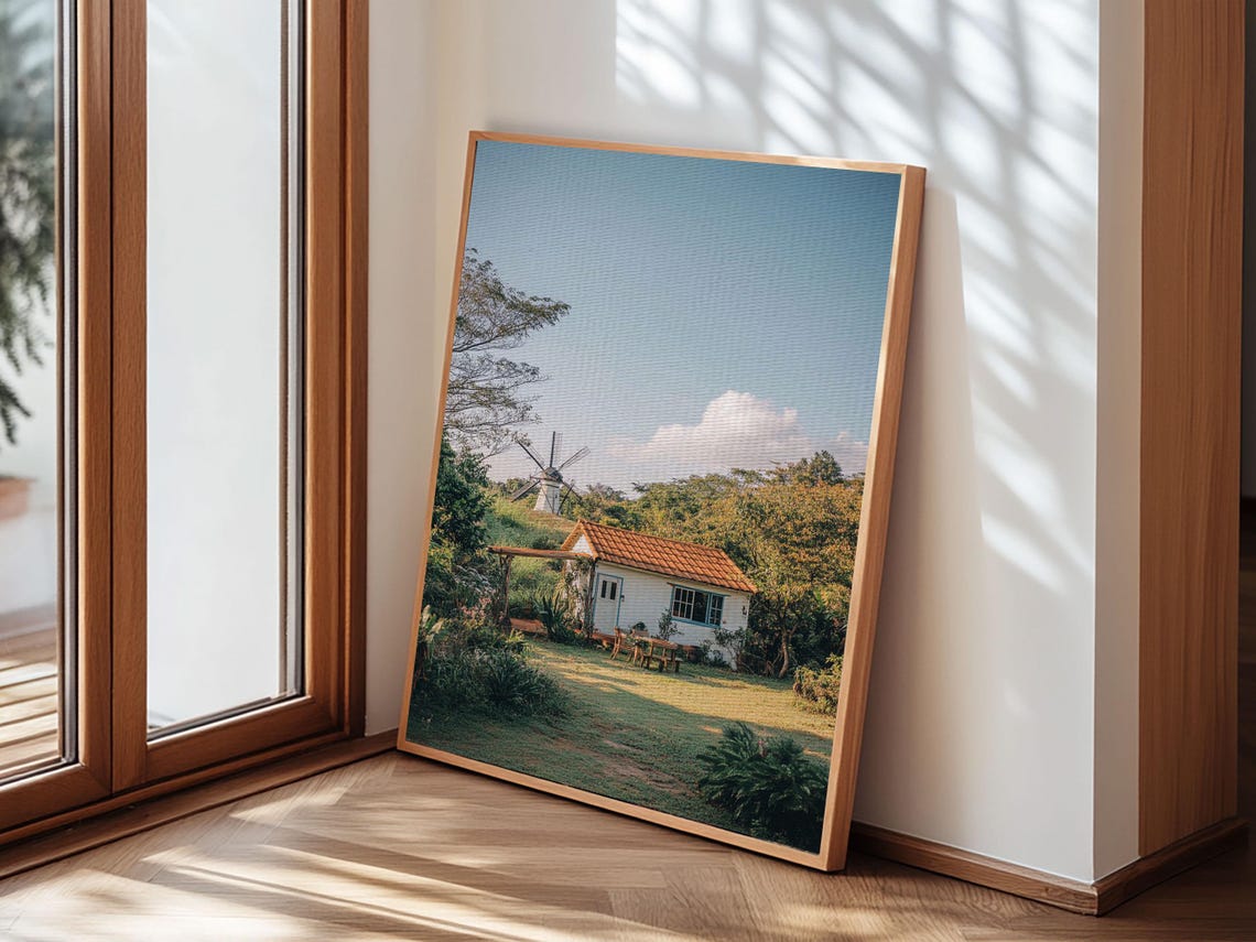 Cozy Cottage Windmill Sunny Garden Country Escape Travel Poster - Image 5