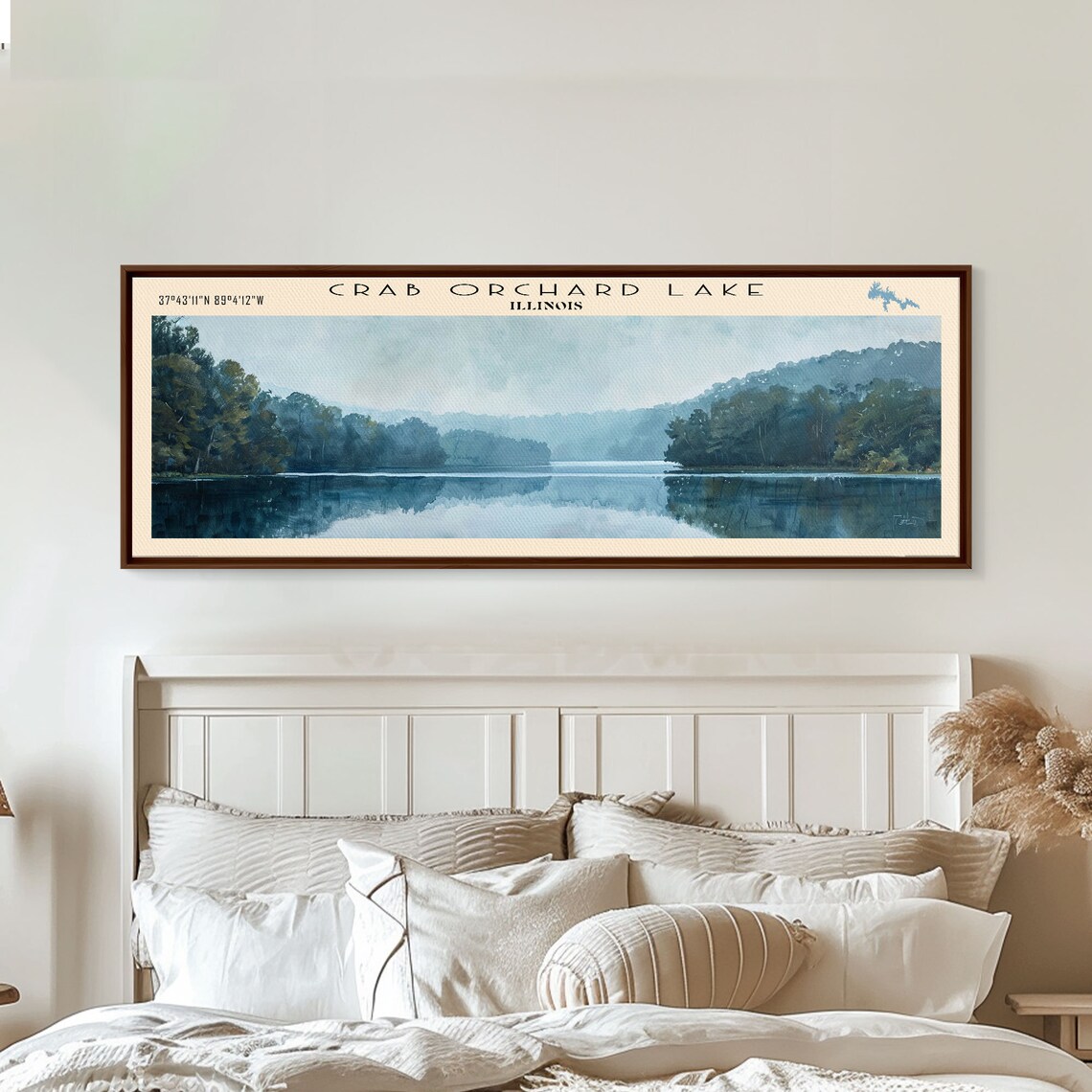Crab Orchard Lake Illinois Misty Forest Hills Blue Water Travel Poster - Image 4