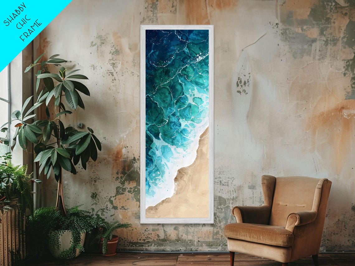Aerial Ocean Waves Over Sandy Shore Turquoise Coast Abstract Poster - Image 4