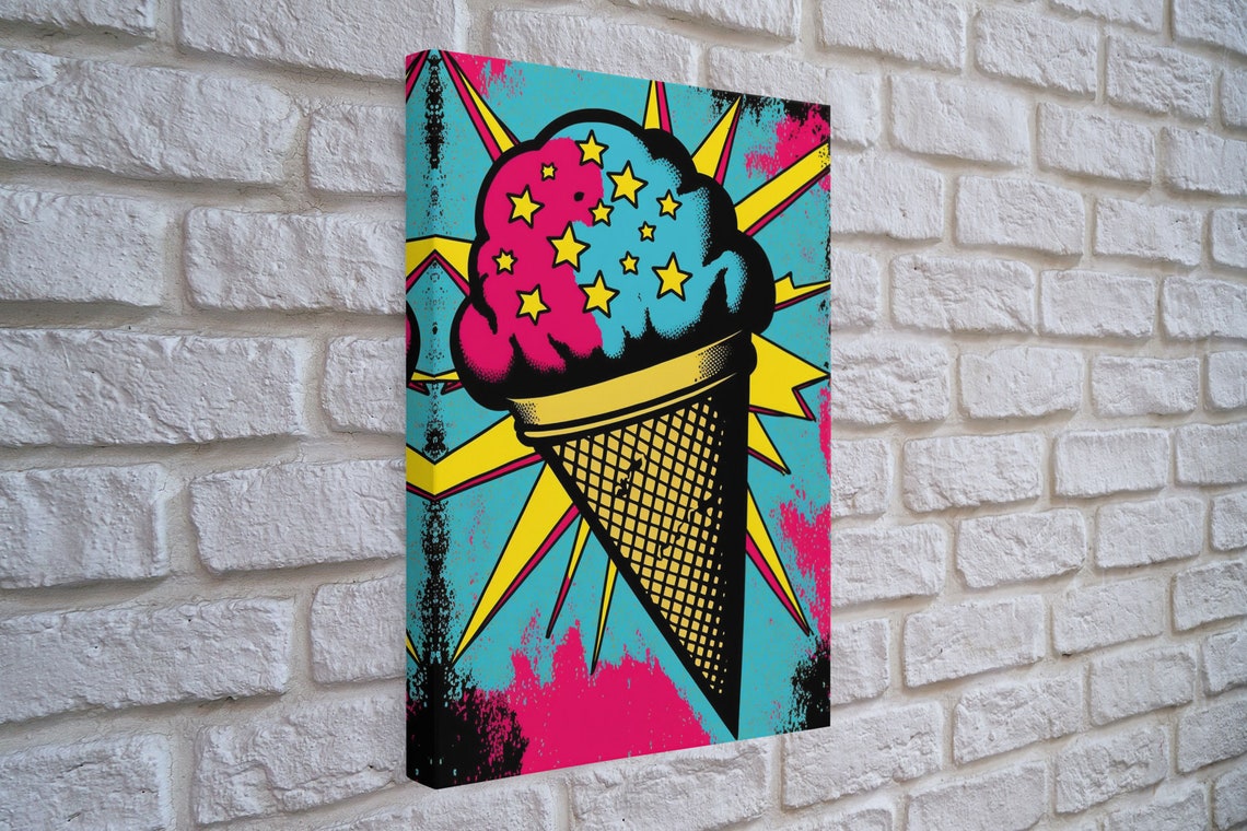 Psychedelic Comic Ice Cream Cone Stars Neon Pop Art Wall Decor Poster - Image 4