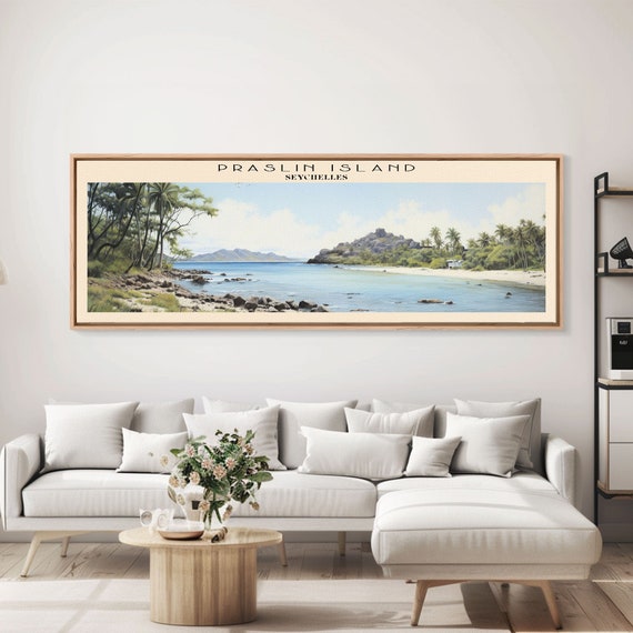 Praslin Island Travel Poster Print Framed Wall Art Metal Wall Art Seychelles Art Gift For Him Panoramic Wall Art Travel Gift