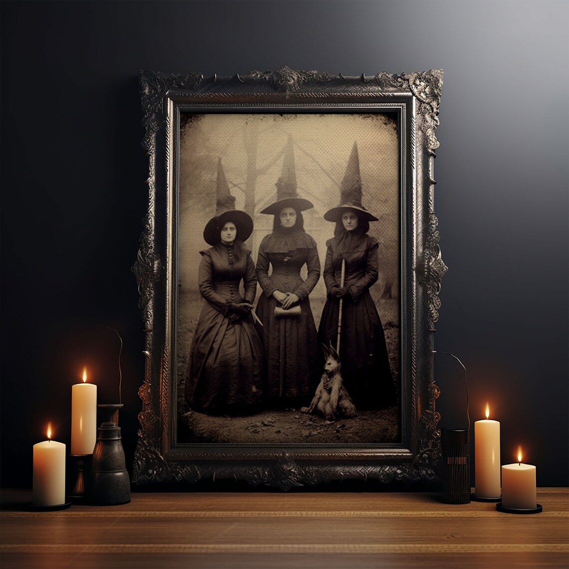 Spooky Witches Vintage Halloween Gothic Art Print - Image 3