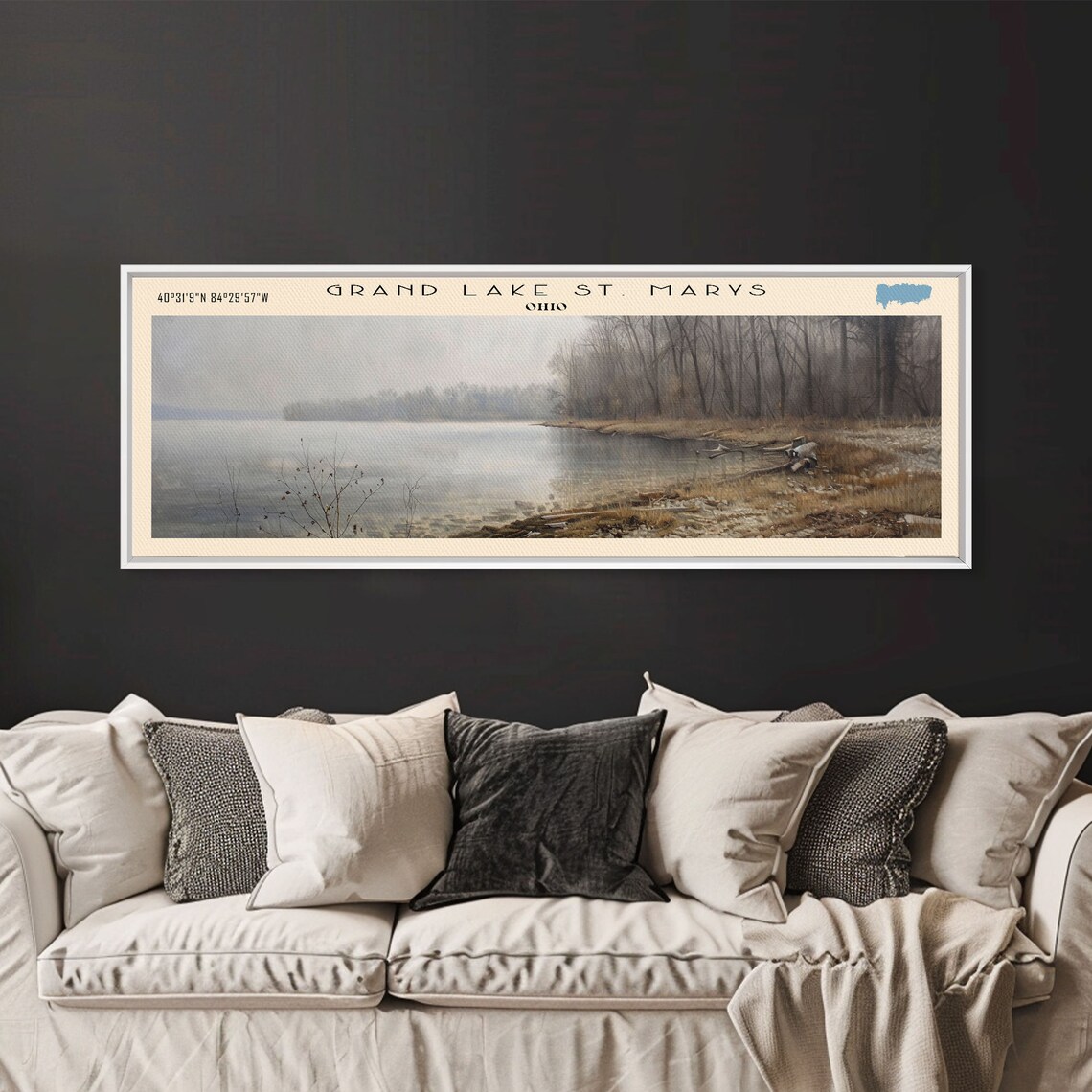 Grand Lake St Marys Ohio Driftwood Shore Bare Trees Winter Poster - Image 2