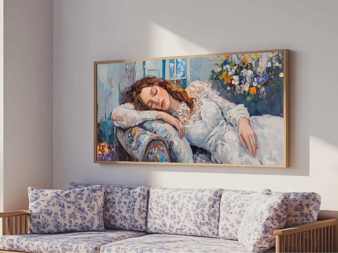 Sleeping Woman Impressionist Oil Painting Romantic Bedroom Poster