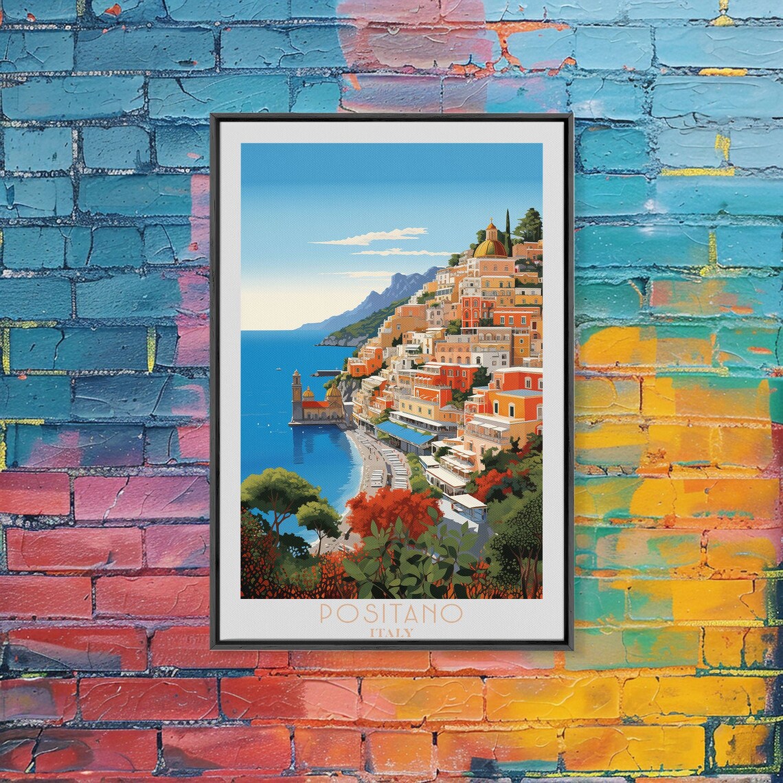 Positano Italy Amalfi Coast Cliffside Village Beach View Travel Poster - Image 6