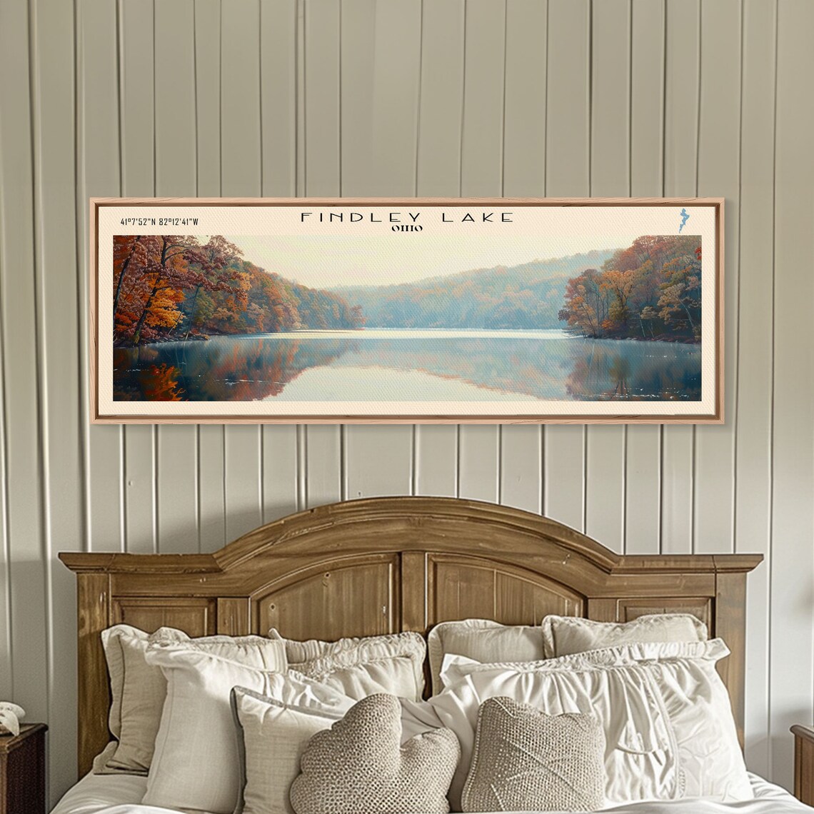 Findley Lake Ohio Blazing Autumn Colors Reflective Water Poster - Image 2