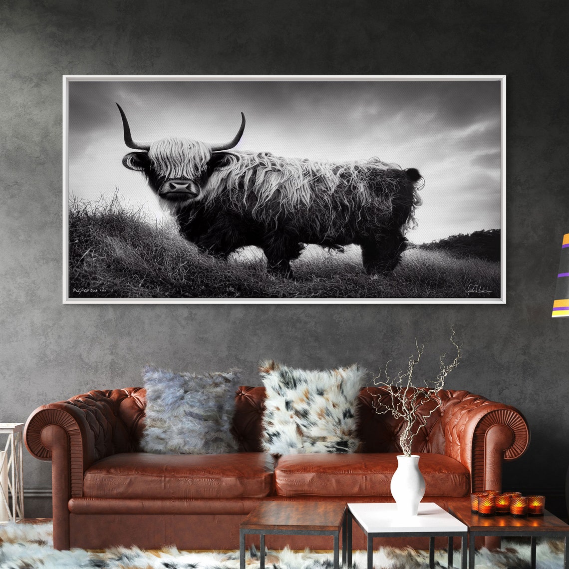 Scotland Highland Cow Black And White Shaggy Bull Farm Poster - Image 6