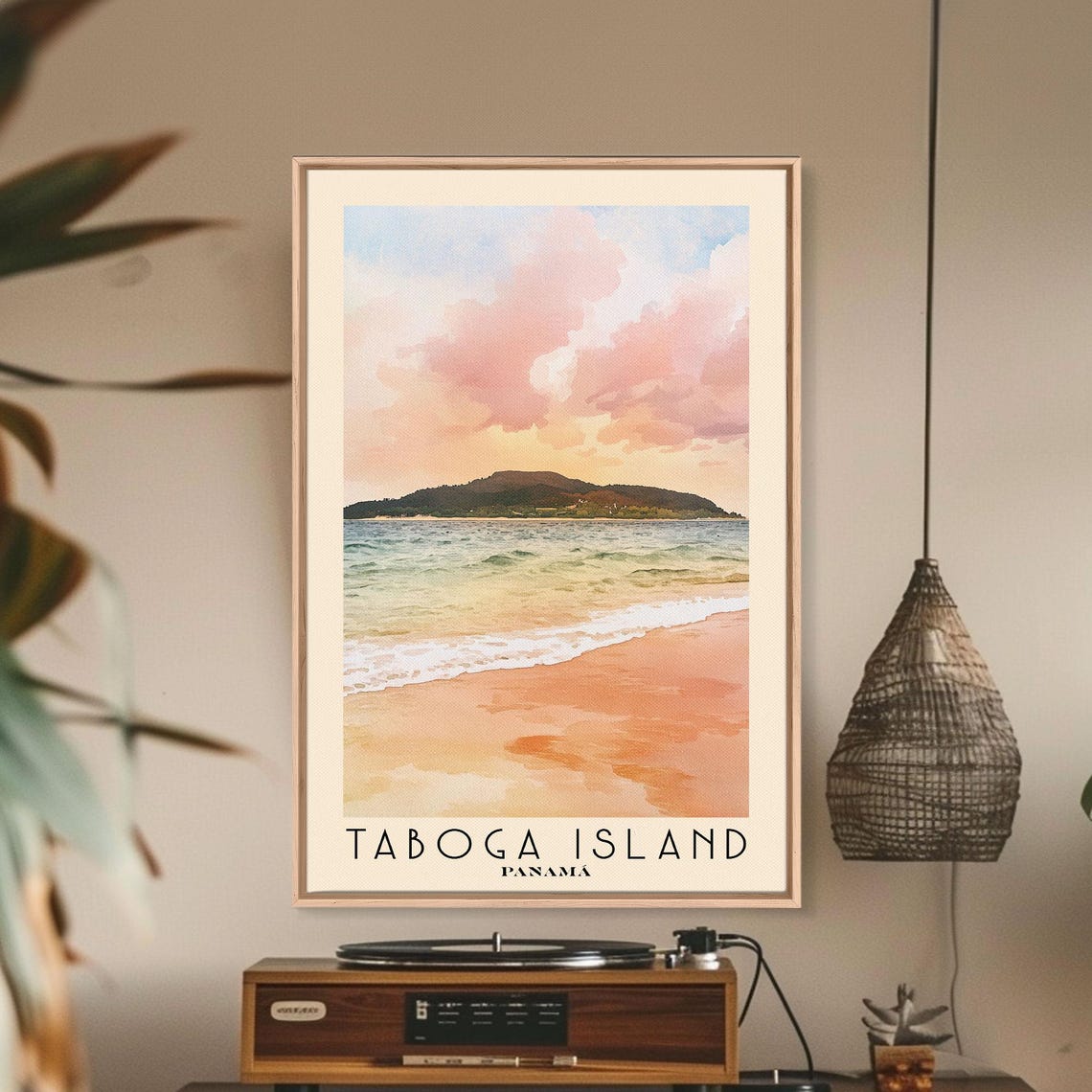 Taboga Island Panama Watercolor Beach Print Vacation Gift Panama Wall Art Framed Print Framed Beach Painting - Image 3