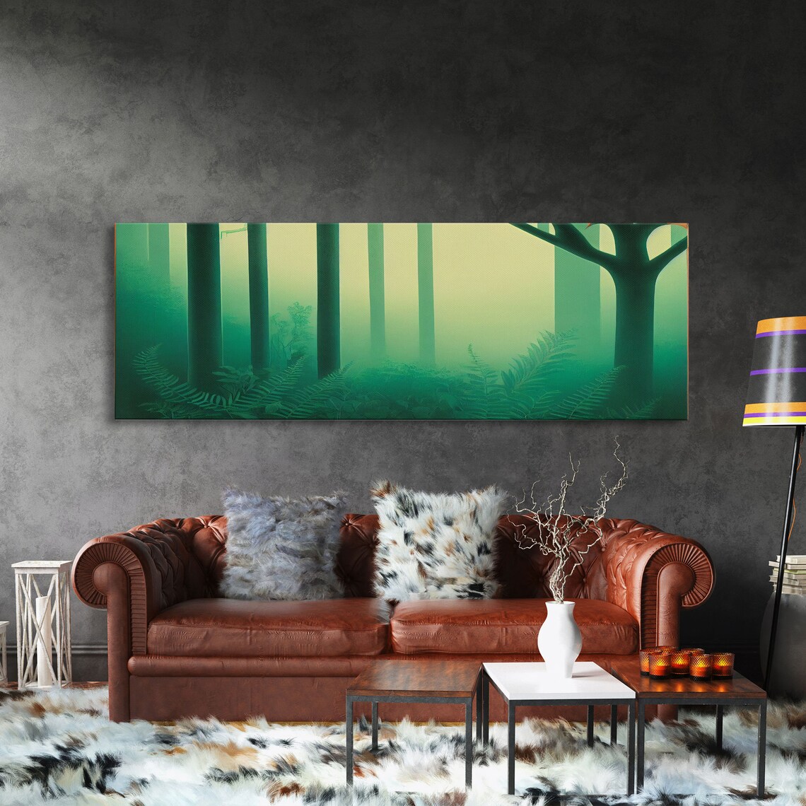 Emerald Green Forest Landscape, Panoramic Wall Art Print - Image 5