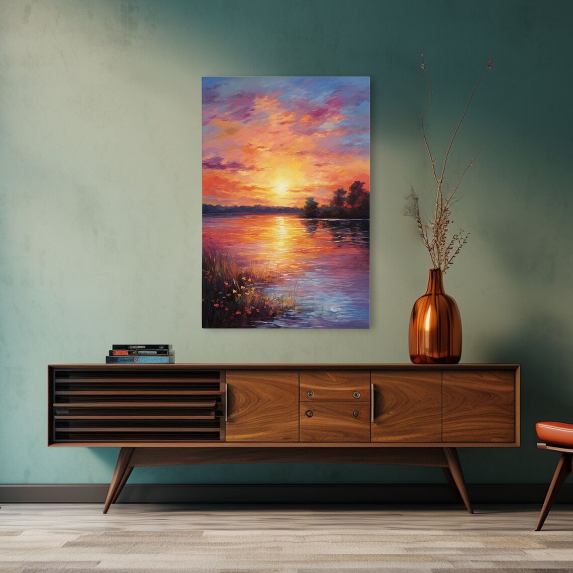Sunset River Landscape Art Print, Nature Scene - Image 5