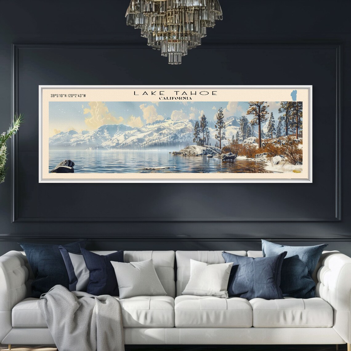 Lake Tahoe Travel Poster, Lake House Wall Art Print