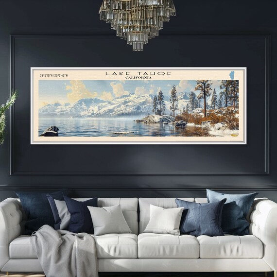 Lake Tahoe Travel Poster, Lake House Wall Art Print