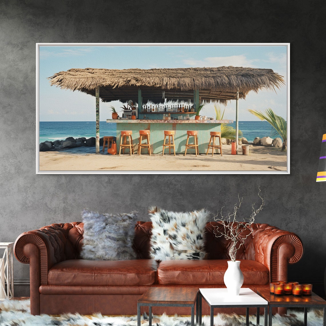 Beachside Tiki Hut Bar And Grill Framed Print Liminal Art Framed Wall Decor Beach Photography Surf Art Surf Print Nautical Decor
