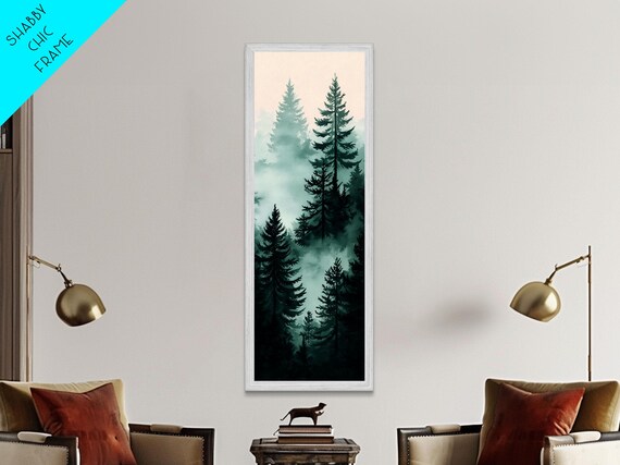 Misty Pine Forest Print Rustic Wall Art Sage Green Wall Art Bedroom Or Living Room Forest Landscape Wabi Sabi Piece
