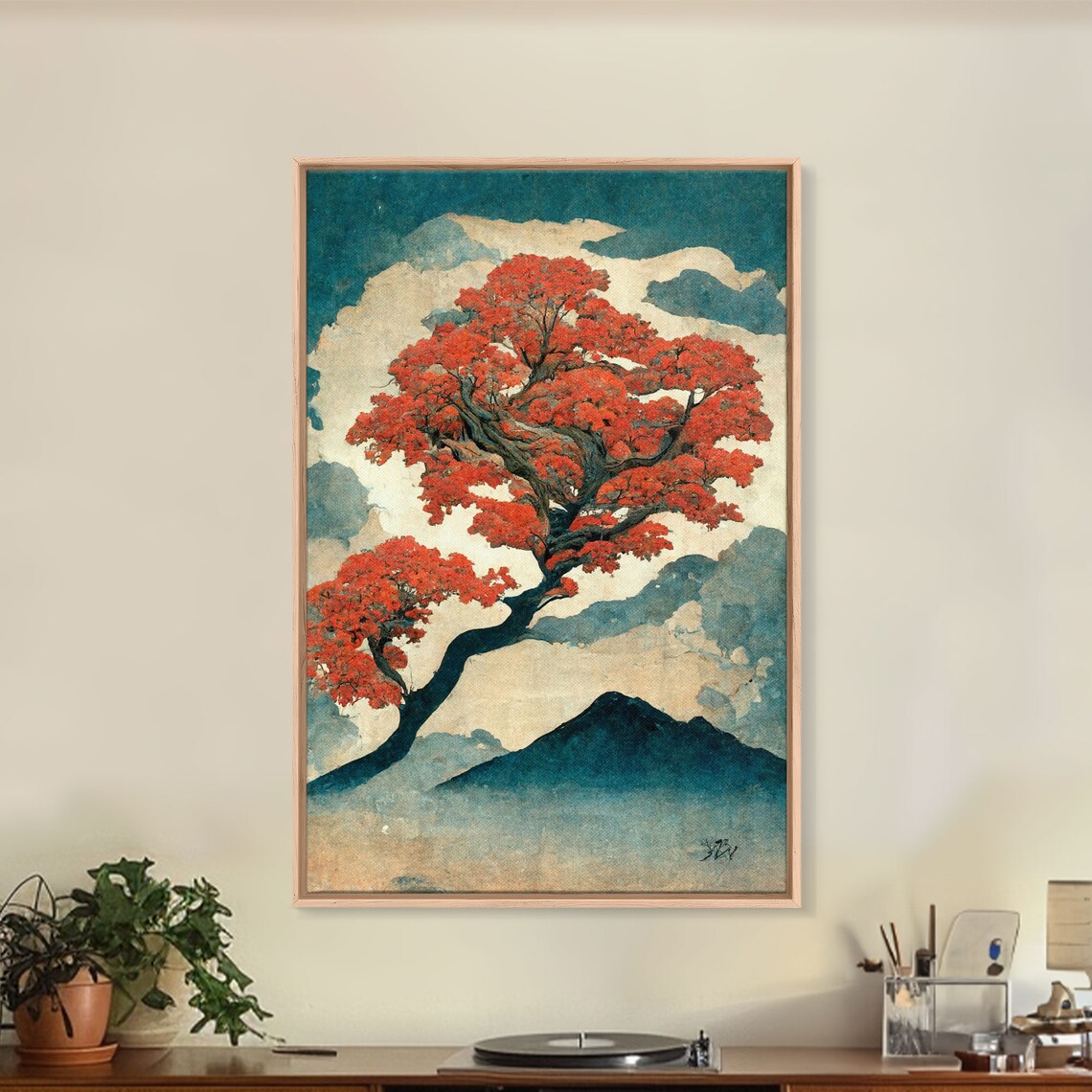 Japanese Maple Tree, Vintage Woodblock Art Print - Image 5