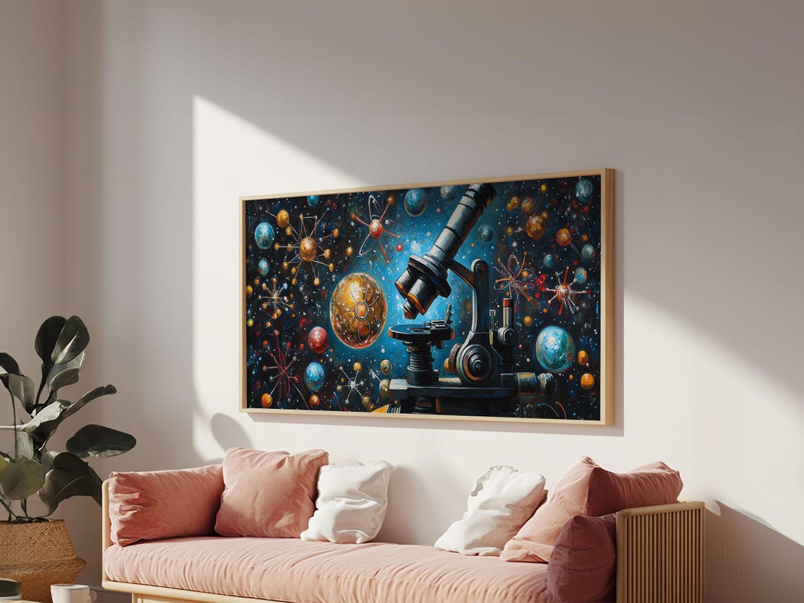 Microscope Space Cosmos Planets Atoms Science Education Wall Poster - Image 2