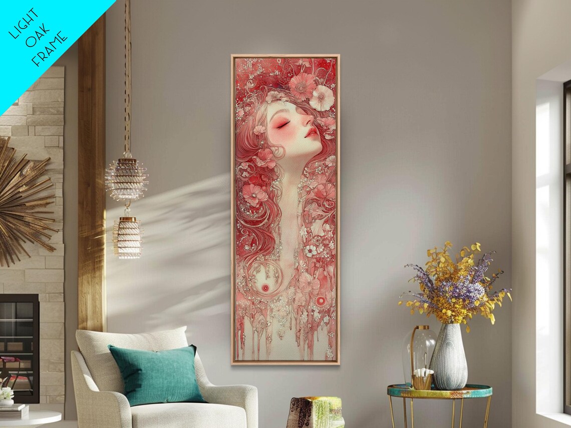 Pink Art Nouveau Goddess Portrait Floral Dreamy Wall Art Poster - Image 6