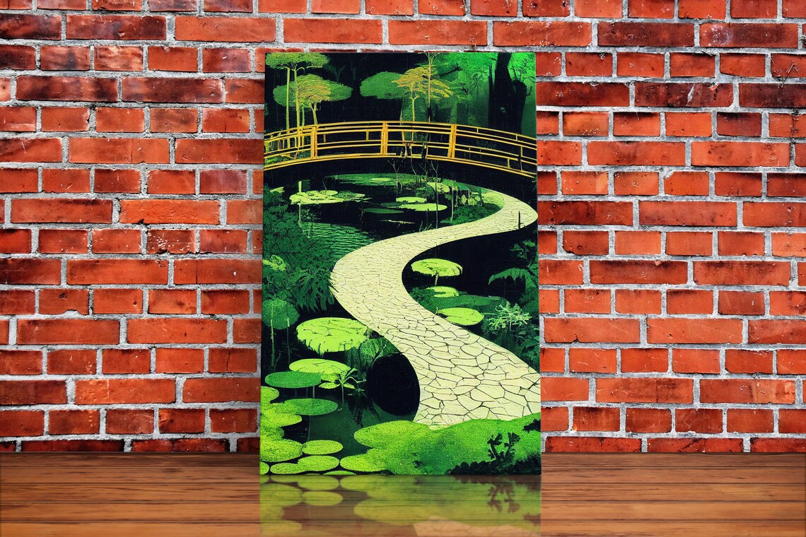 Japanese Zen Garden Abstract Art Print, Emerald Green - Image 2
