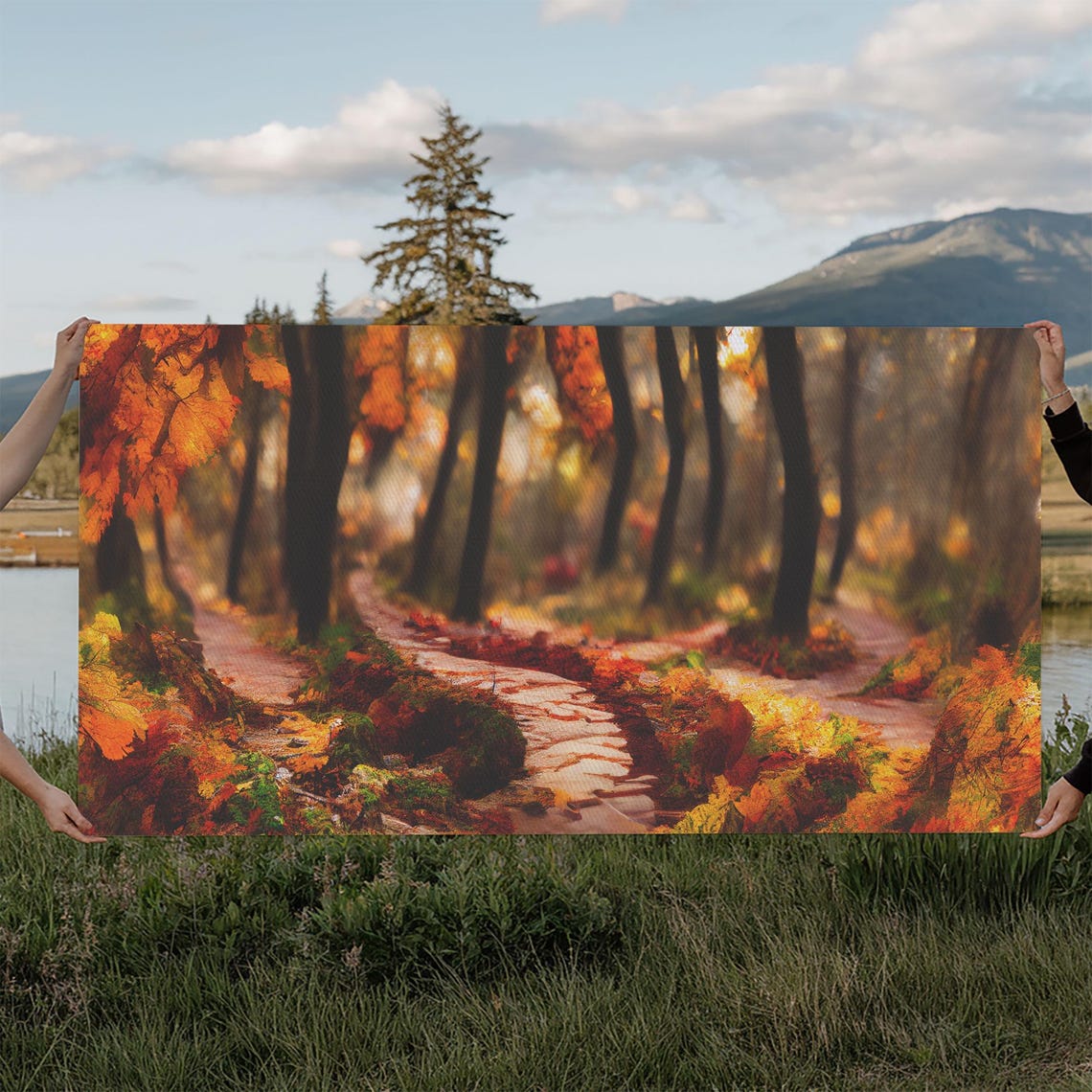 Autumn Forest Trail Winding Stone Path Fall Foliage Nature Art Poster - Image 6