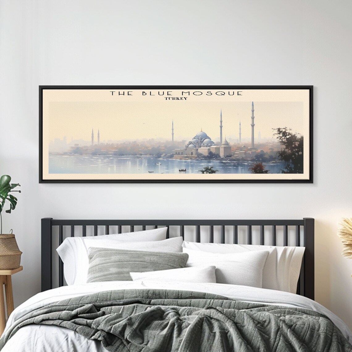 The Blue Mosque Turkey Istanbul Skyline Minarets Vintage Travel Poster