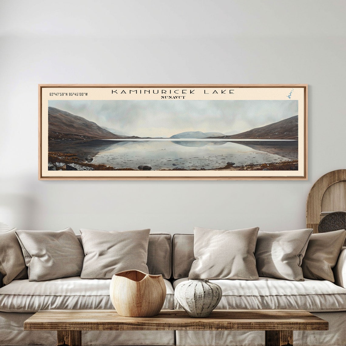 Kaminuricek Lake Qamanirjuaq Lake Framed Print Panoramic Lake House Decor Wall Art Travel Poster Serene Lake Painting Nature Art - Image 4