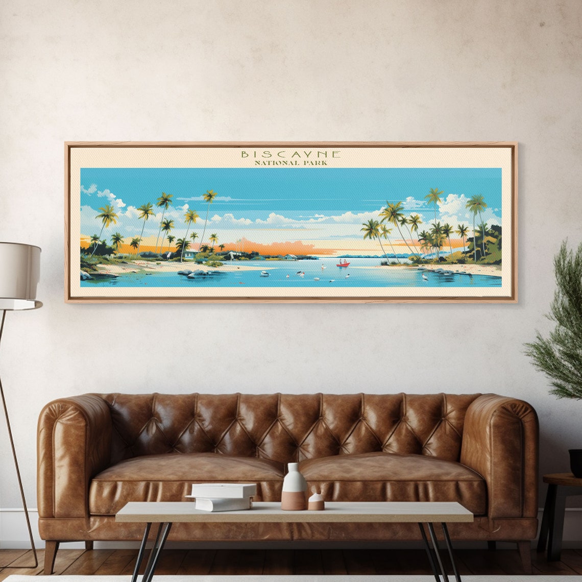 Biscayne National Park Florida Beach Sunset Palm Trees Travel Poster