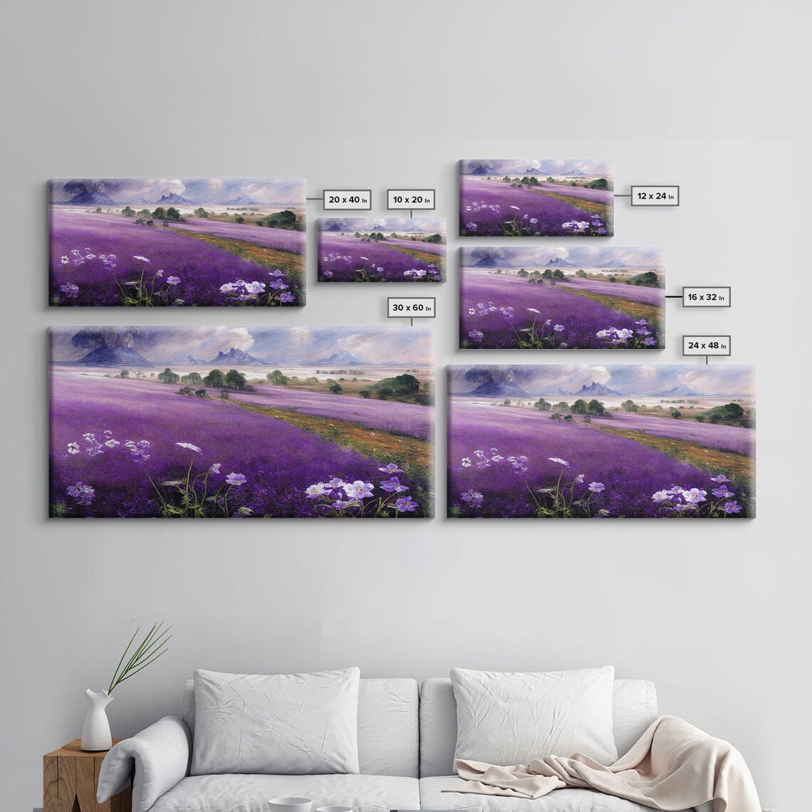 Purple Lavender Fields, Abstract Watercolor Art Print - Image 2