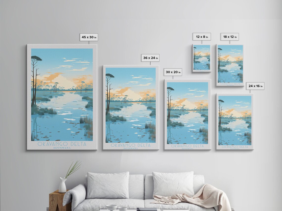 Okavango Delta Botswana Water Channels Palms Retro Travel Art Poster - Image 2
