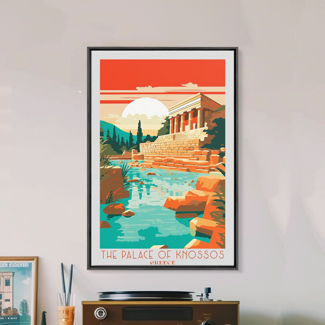The Palace Of Knossos Greece Minoan Ruins Sunset Pool Retro Art Poster - Image 4
