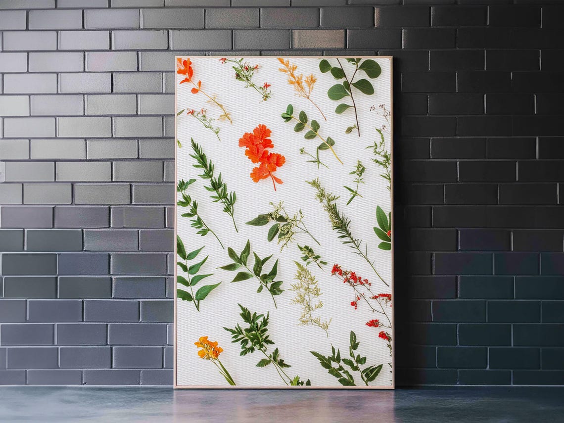 Pressed Botanical Herbarium Specimens Minimalist Flower Art Print